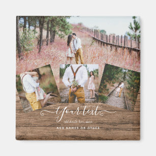 Aimant Rustique PHOTO COLLAGE Cadeau Texte personnalisé U