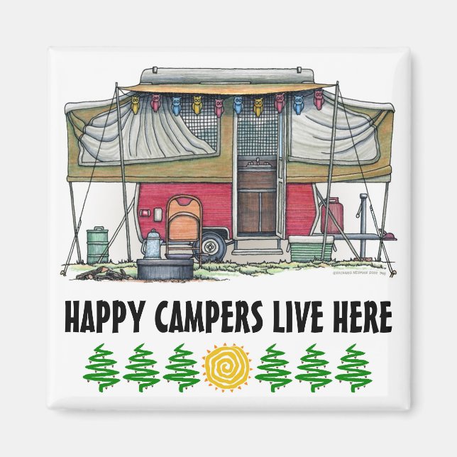 Aimant RV Cute Popup Camper Travel Trailer (Devant)