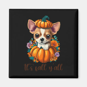 Aimant Sa Chute Y'all mignonne Citrouille Floral Chihuahu