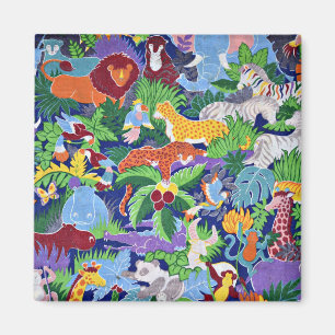 Aimant Safari Animaux, motif coloré,