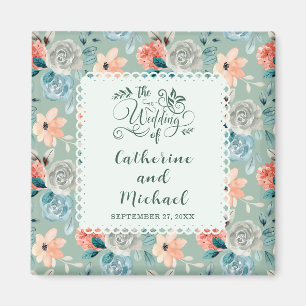 Aimant Sage Green Dentelle Florale Élégante Calligraphie 
