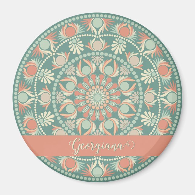 Aimant Sage rétro et Mandala de sable personnalisé (Devant)