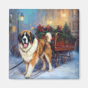 Aimant Saint Bernard Christmas Festive