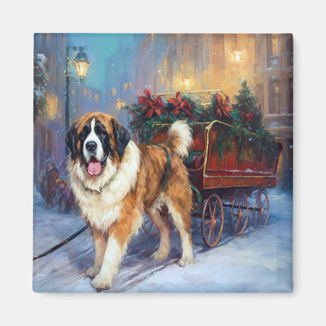 Aimant Saint Bernard Christmas Festive (Devant)