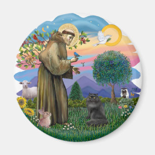 Aimant Saint Francis - Chat perse noir