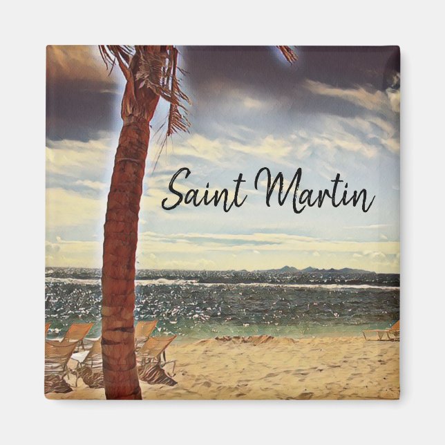 Aimant Saint Martin ST. Maarten Aquarelle Art (Devant)