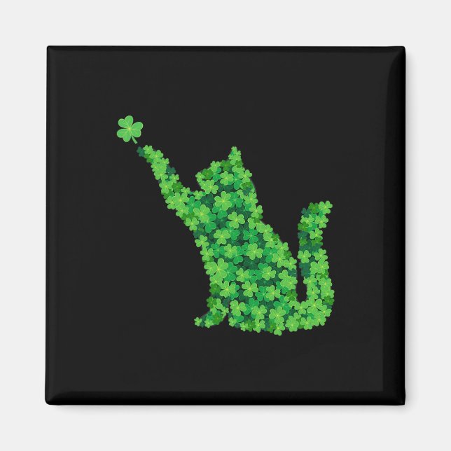 Aimant Saint Patrick Day Shamrock Chat Lucky St patrick D (Devant)