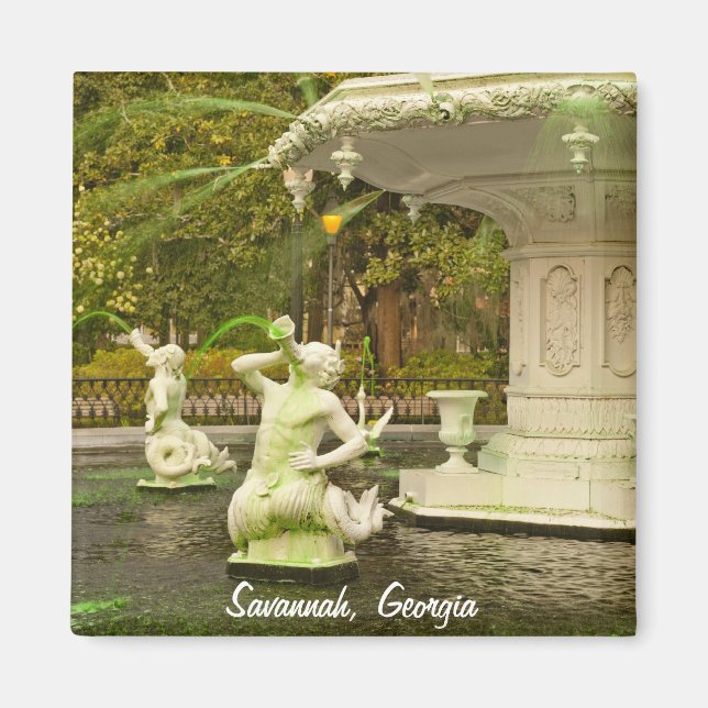 Aimant Saint Patrick's Day - Forsyth Fountain, Savannah,  (Devant)