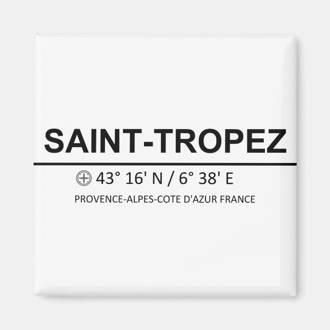 Aimant Saint-Tropez Coordinates - Saint-Tropez Coordinate (Devant)