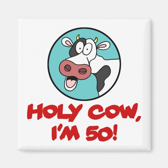 Aimant Saint Vache Je suis 50 Cartoon de vache (Devant)