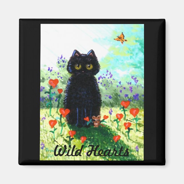 Aimant Saint-Valentin Cadeau Chat Art Coeurs Créationarts (Devant)