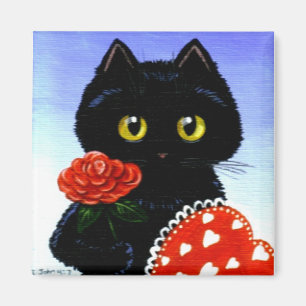 Aimant Saint Valentin Chat noir Art Créationarts