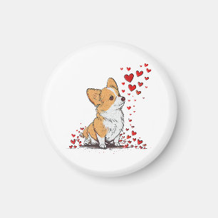 Aimant Saint-Valentin Chien Mignon Corgi Fête de la Saint