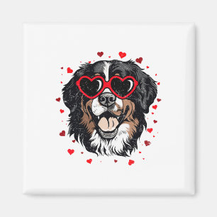 Aimant Saint-Valentin cœur de montagne bernois Chien mign