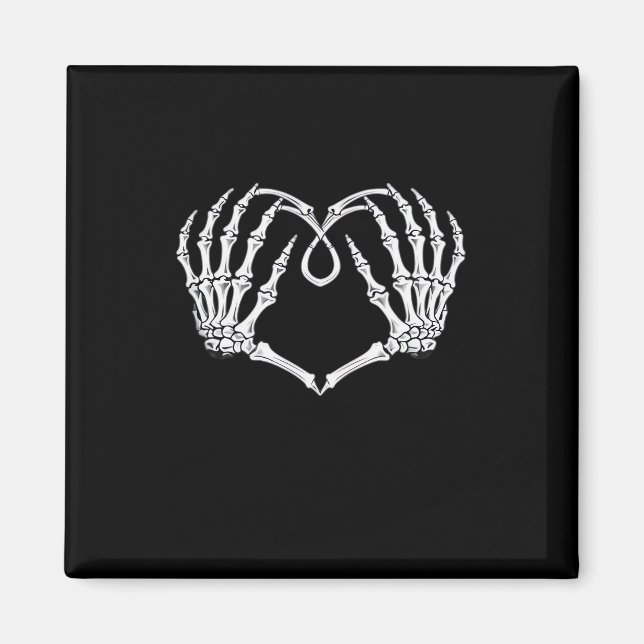 Aimant Saint Valentin Coeur gothique Avec Squelette Mains (Devant)