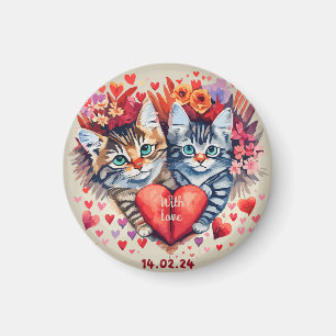 Aimant Saint-Valentin de chats