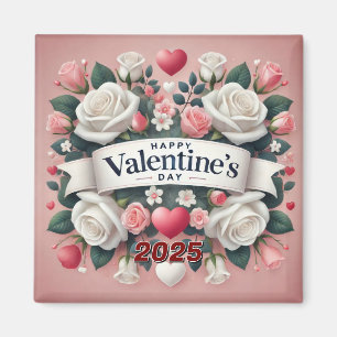 Aimant Saint Valentin Floral Coeur Design