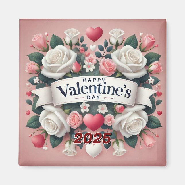 Aimant Saint Valentin Floral Coeur Design (Devant)