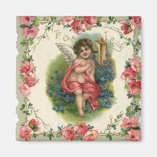 Aimant Saint-Valentin victorienne vintage, ange au