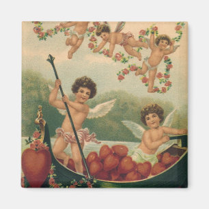 Aimant Saint-Valentin vintage, chérubins victoriens dans