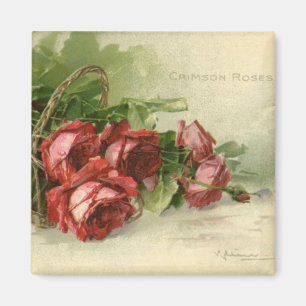 Aimant Saint Valentin vintage, Crimson Red Roses