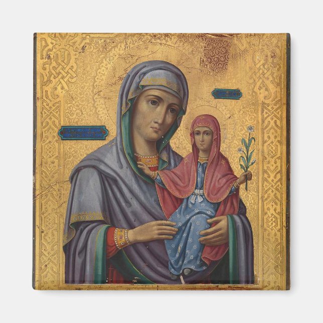 Aimant Sainte Anne et l'icône chrétienne orthodoxe Theoto (Devant)