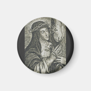 Aimant Sainte Catherine de Sienne Crucifixion Art Noir Fo