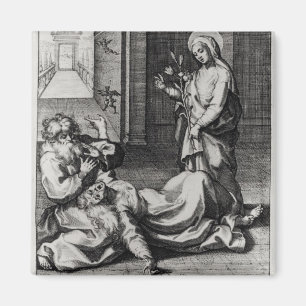 Aimant Sainte Catherine exorcisant un démon d'une femme