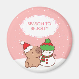 Aimant Saison Capybara Et Snowman D'Être Jolly Mets Noël
