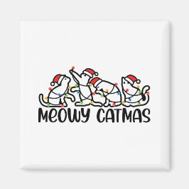 Aimant Saison de Noël de Meowy Catmas Funny Père Noël Cat