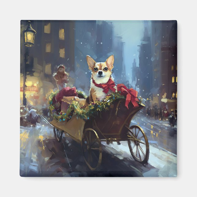 Aimant saison des fêtes de Noël de chihuahua (Devant)