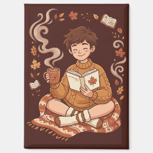 Aimant Saison Douillette Lecteur d'Automne Amateur de Liv