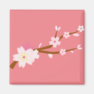 Aimant Sakura rouge vif, fleurs de cerisiers japonais