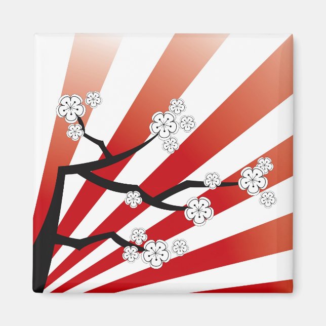 Aimant Sakura Sunrise Blanc Cerise Fleurs Fleurs Zen (Devant)