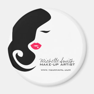 Aimant Salon de beauté noir minimaliste femme Silhouette