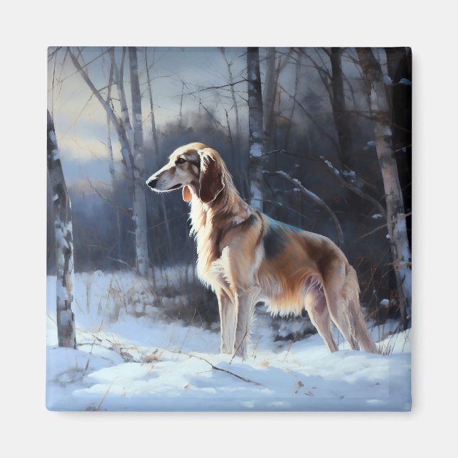 Aimant Saluki Laisser neiger Noël (Devant)