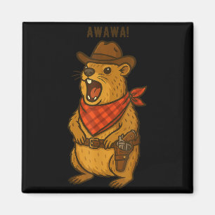 Aimant Salut Cowboy Rock Hyrax Awawa Western Drôle _1