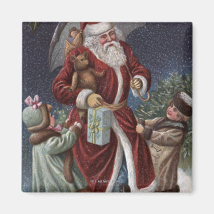 Aimant Salutation de NoëlPère Noël avec parapluie