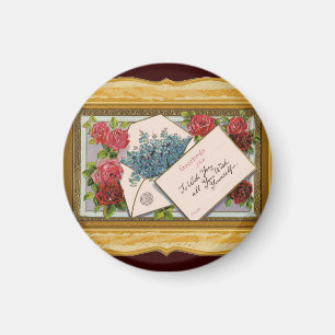 Aimant Salutation florale vintage