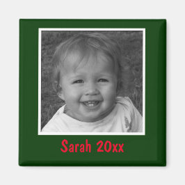 Aimant Salutation personnelle verte personnalisée Photo e