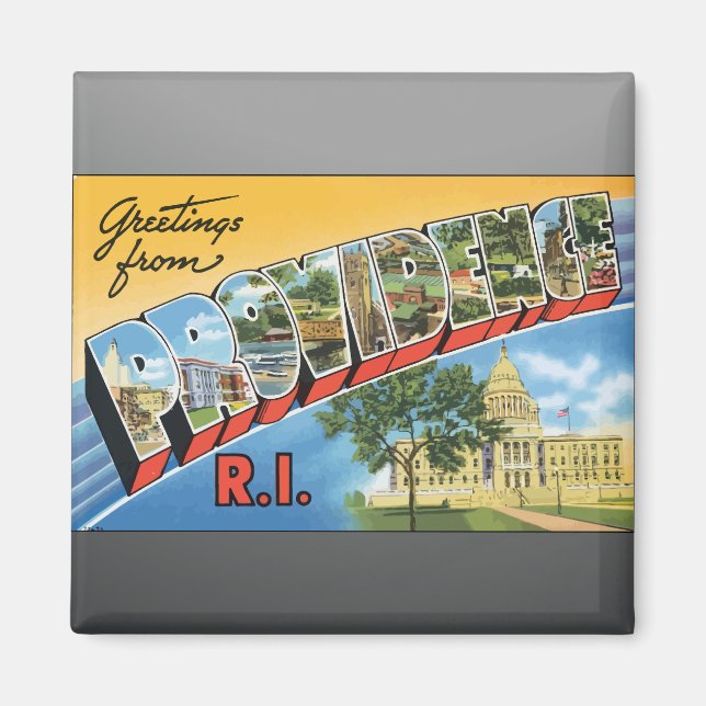 Aimant Salutations de Providence R.I., Vintage (Devant)