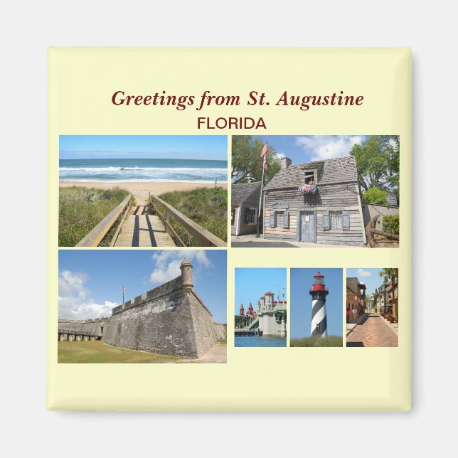Aimant Salutations de St Augustine, Floride (Devant)