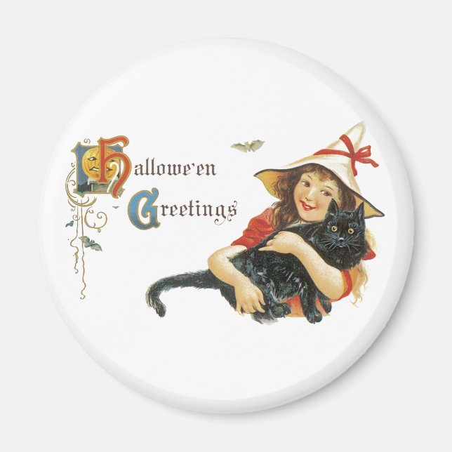 Aimant Salutations d'Halloween vintage (Devant)