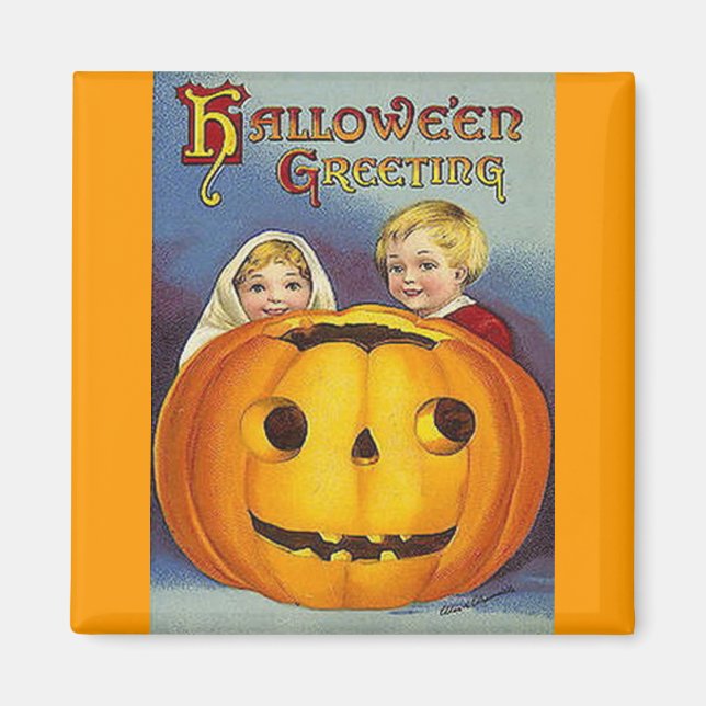 Aimant Salutations d'Halloween vintage (Devant)
