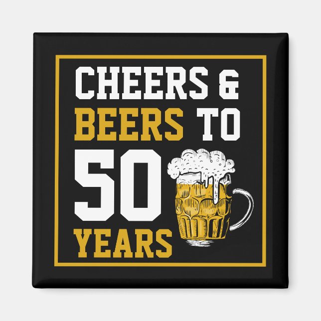Aimant Salutations et bières à 50 ans 50e anniversaire (Devant)