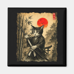 Aimant Samouraï Chat Art Japonais Hommes Garçons Drôle Gr