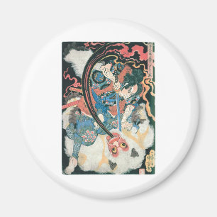 Aimant Samouraï tuant un démon, peinture japonaise anci