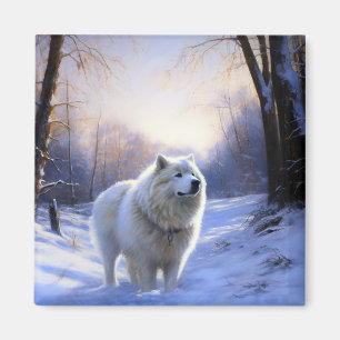 Aimant Samoyed Let It Snow Christmas