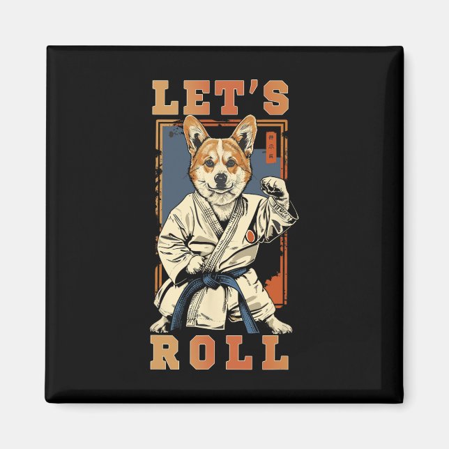 Aimant Samurai Corgi Dans Jiu Jitsu Gi Bjj Life Brésil K (Devant)