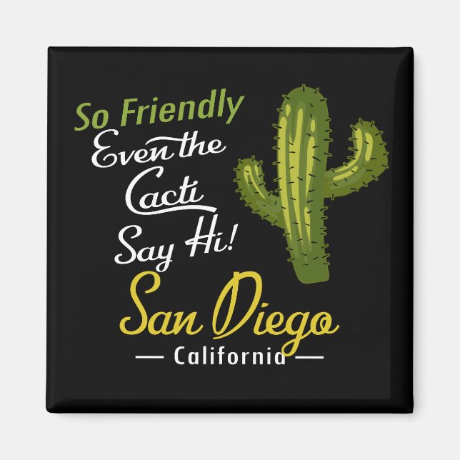 Aimant San Diego Cactus Funny Retro (Devant)